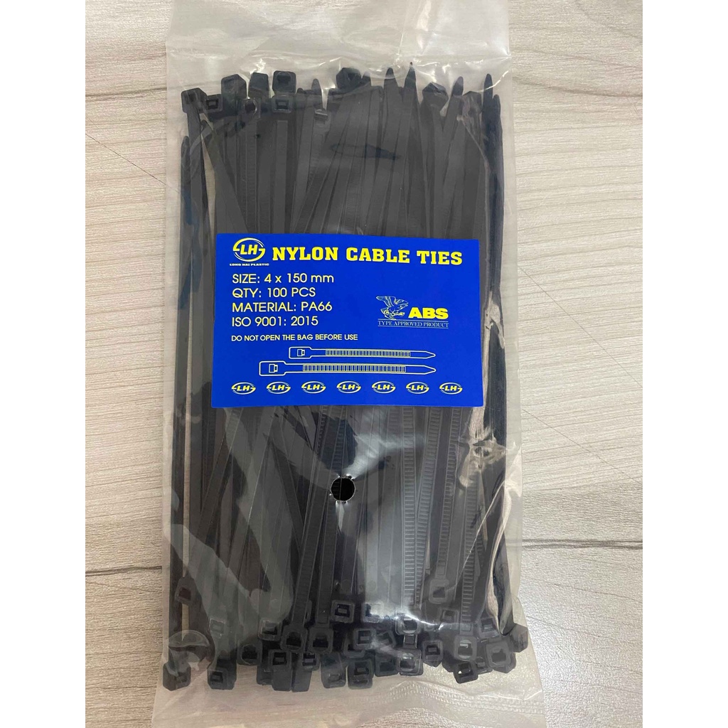 Dây Rút Nhựa 4x150mm Trắng, Đen  100 sợi/bịch
