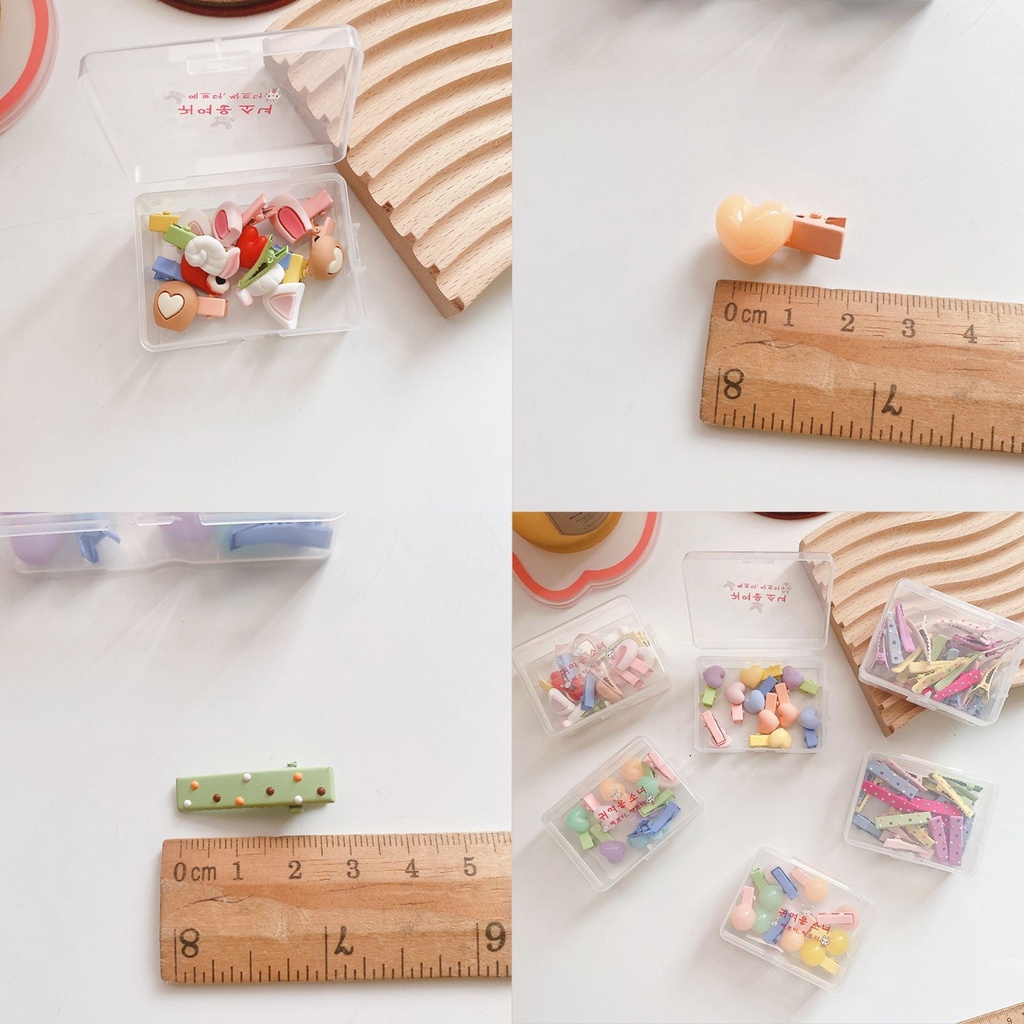 Hộp kẹp mini hình tai thú, kẹp trơn màu sắc dễ thương cho bé gái Mimo baby KT19