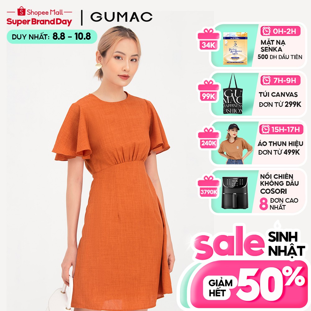 Đầm nữ nhún eo tay bèo GUMAC DB765