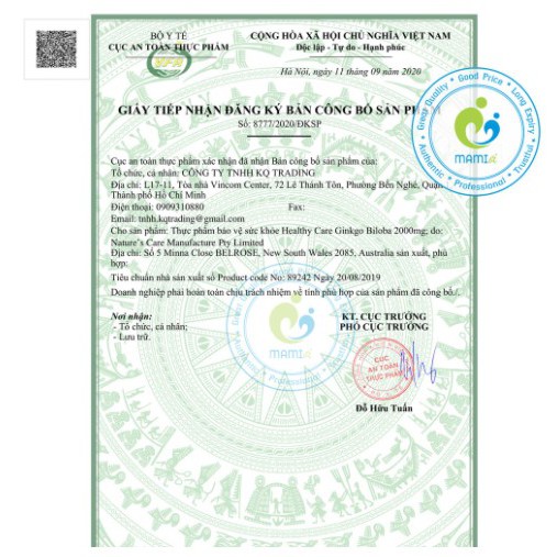 Viên Uống Bổ Não Healthy Care Ginkgo Biloba 2000 Cải Thiện Trí Nhớ 100 Viên Úc