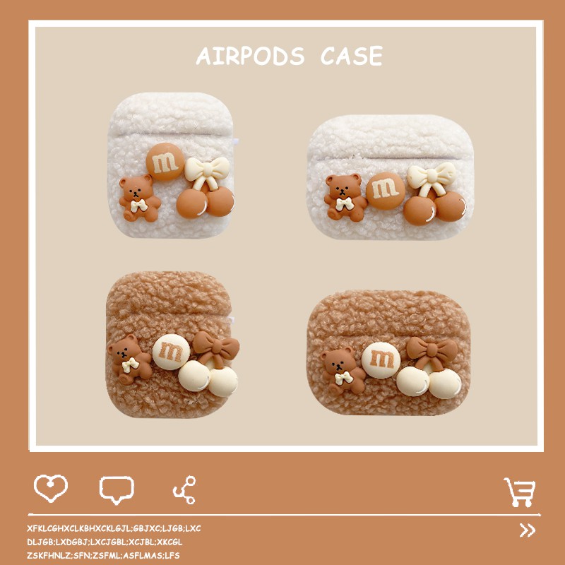 Vỏ bảo vệ hộp sạc tai nghe Airpods 1 2 Pro hình gấu Brwon dễ thương