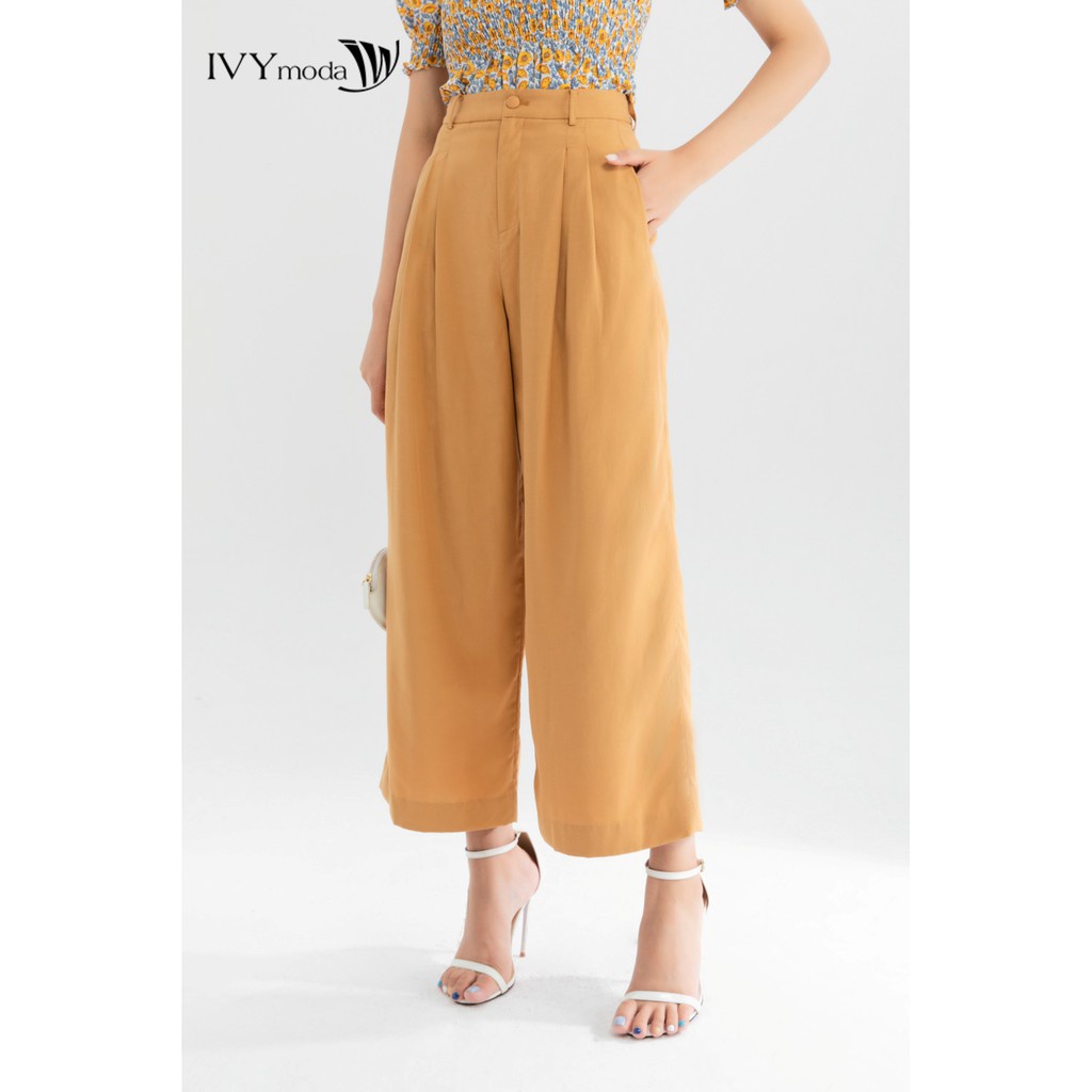 [NHẬP WABRTL5 GIẢM 10% TỐI ĐA 50K ĐH 250K ]Quần dài nữ ống rộng thiết kế IVY moda MS 22B8702