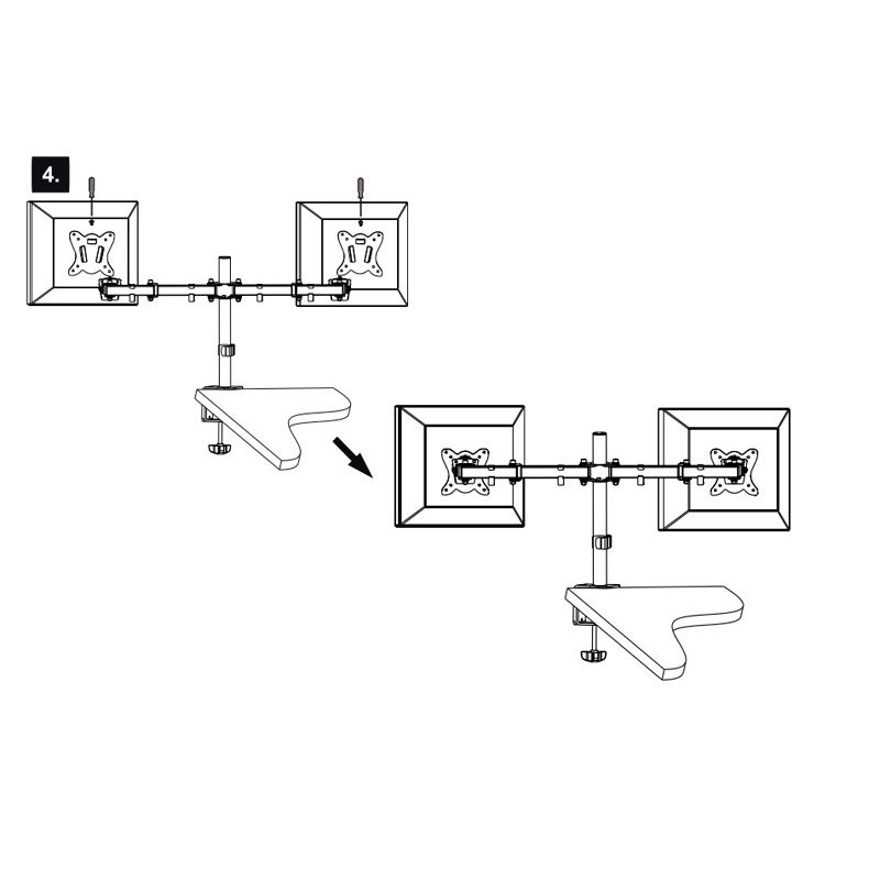 Giá Treo Hai Màn Hình Máy Tính Kẹp Bàn - Tay Treo 2 Màn Hình M052 17 - 27 Inch - Xoay 360 Độ