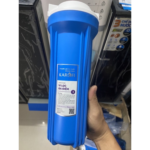 Cốc lọc nước số 3 Karofi- Cốc lọc nước máy lọc nước R.O- Nguyên bộ cả nắp màu trắng như hình