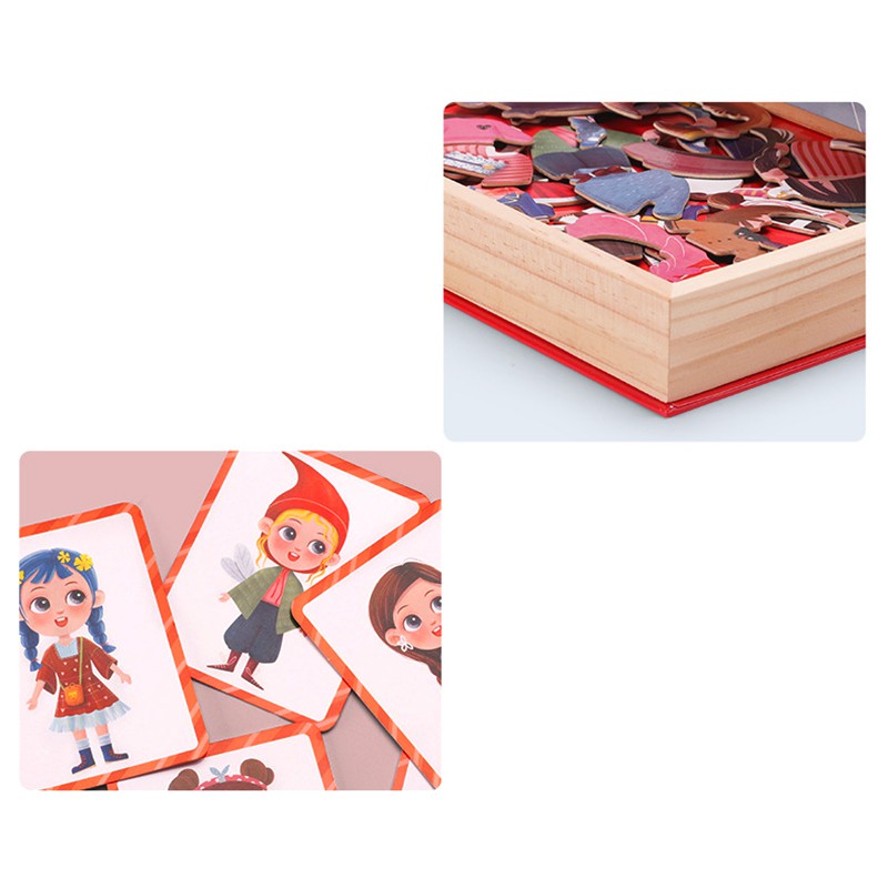 Bộ Xếp Hình Thiết Kế Thời Trang Cho Bé Gái Siêu Xinh Bằng Gỗ Gắn Nam Châm Cho Bé