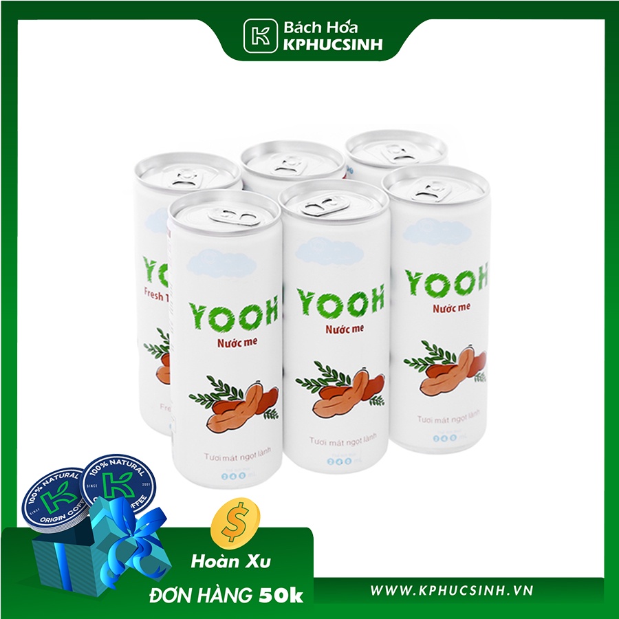 Combo 6 Lon Nước Me Ép Yooh 240Ml