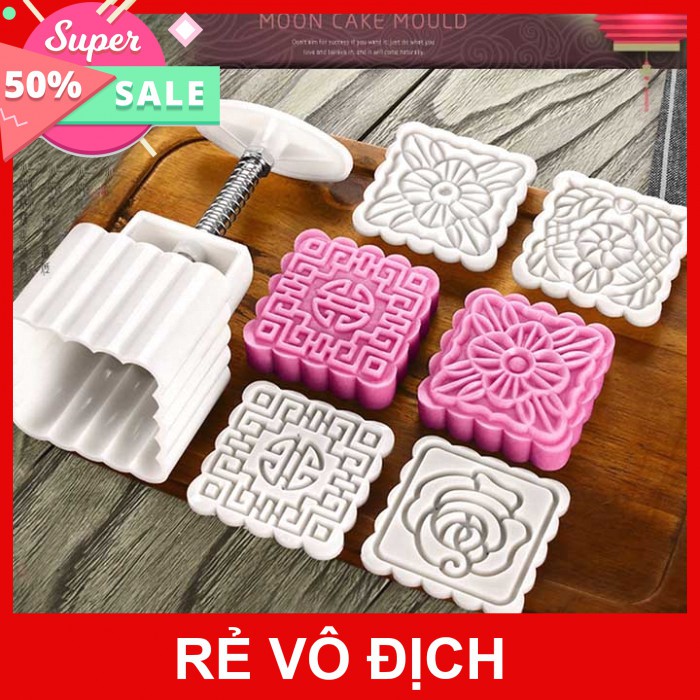 [Hot]-Khuôn làm bánh trung thu 6 mặt hình vuông