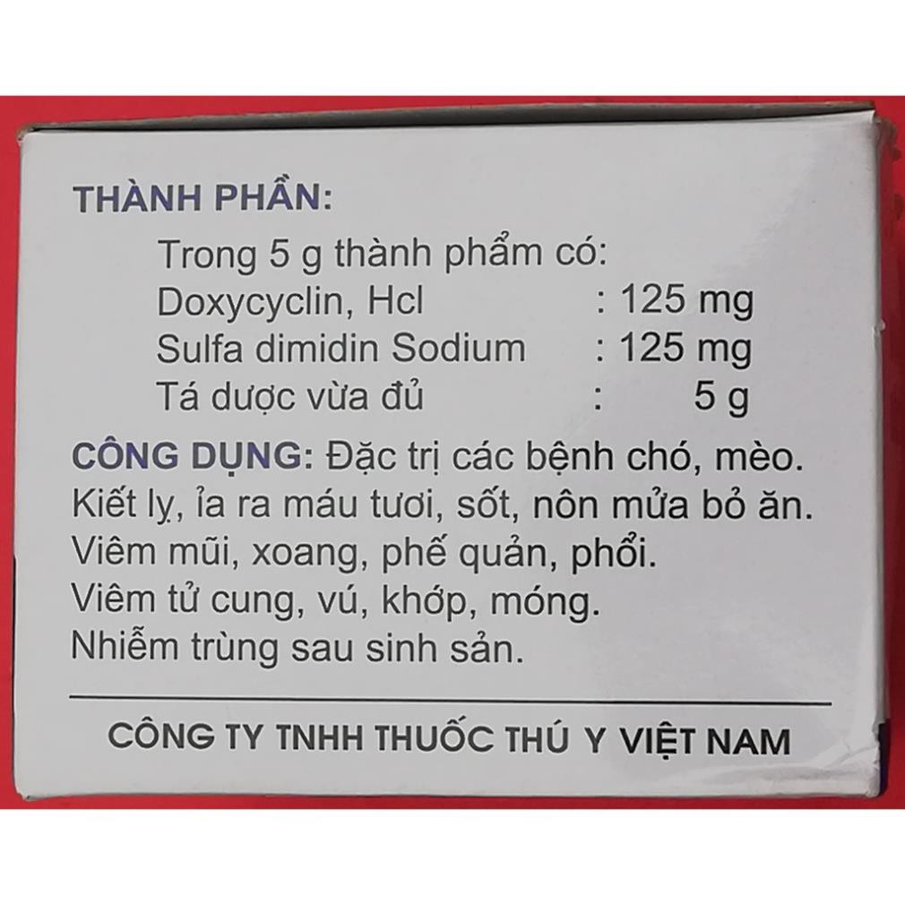 Hanpet.GV- 1 gói Doxy- Sul- Trep 5g cao cấp chuyên dùng cho chó và mèo