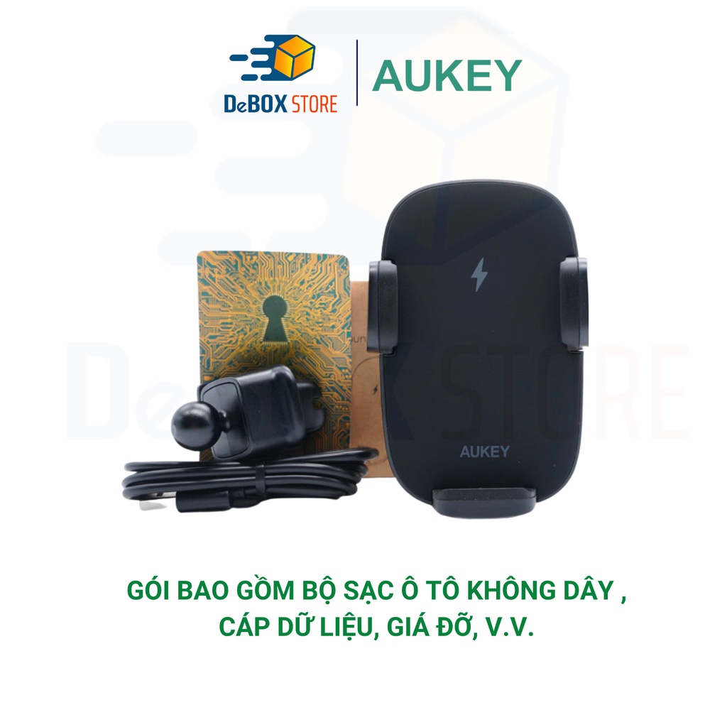 【Giao Hỏa Tốc】Giá Đỡ Điện Thoại Kiêm Bộ sạc ô tô không dây AUKEY HD-C60 QI 10W mới 2021, Thiết kế Sang Trọng, Chắc Chắn