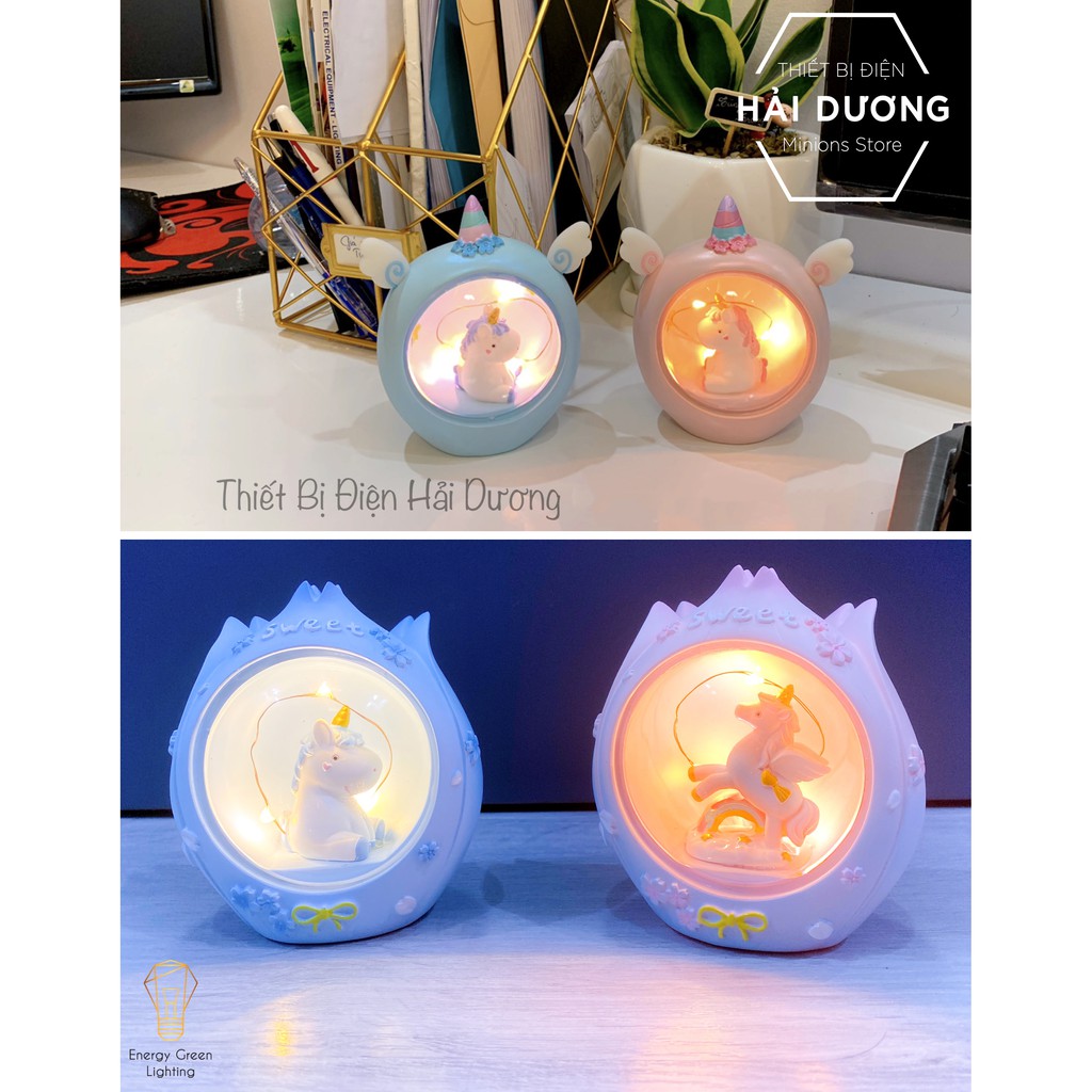 Đèn ngủ kỳ lân dễ thương W1044 - quà tặng ý nghĩa giá rẻ - trang trí căn phòng vintage - món quà cho bé ý nghĩa