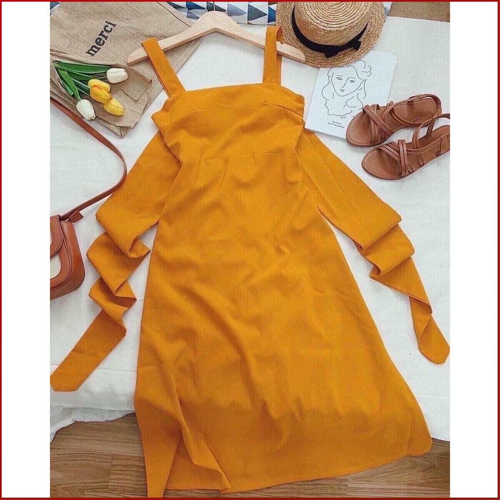 Đầm Maxi Đi Biển COBI Váy Maxi Hở Lưng Dài Qua Gối Cổ Vuông Màu Vàng Có Mút Ngực Đẹp Thời Trang Dưới 53kg | BigBuy360 - bigbuy360.vn
