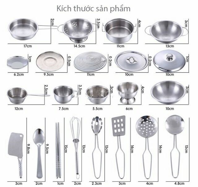 BỘ ĐỒ CHƠI NẤU ĂN INOX 40 MÓN