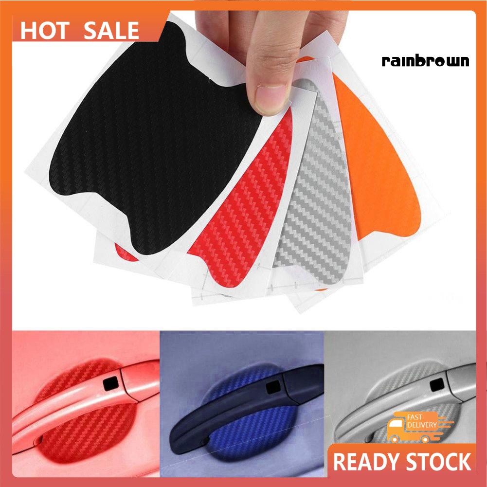 Bộ 4 Miếng Dán Bảo Vệ Tay Nắm Cửa Ô Tô Chất Liệu Sợi Carbon Và Pvc
