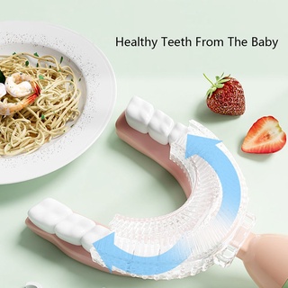 Bàn Chải Đánh Răng Hình Chữ U Bằng Silicone Dành Cho Bé 1-8 Tuổi