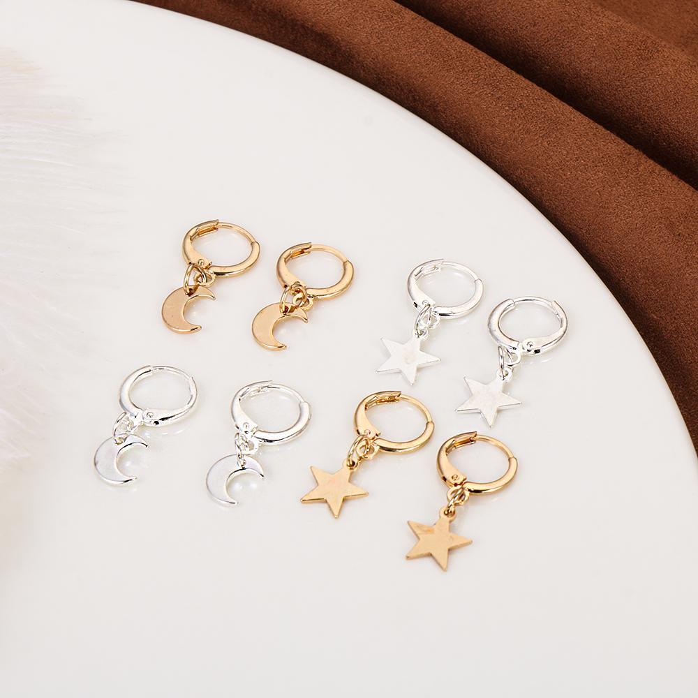 Khuyên Tai Tròn Hình Mặt Trăng Nhỏ Xinh Đơn Giản