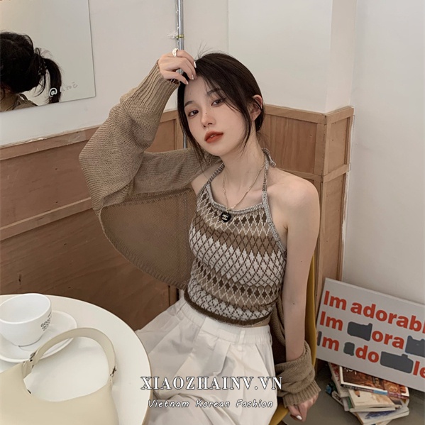 Áo hai dây XIAOZHAINV dệt kim thời trang mùa hè phong cách Hàn Quốc dành cho nữ