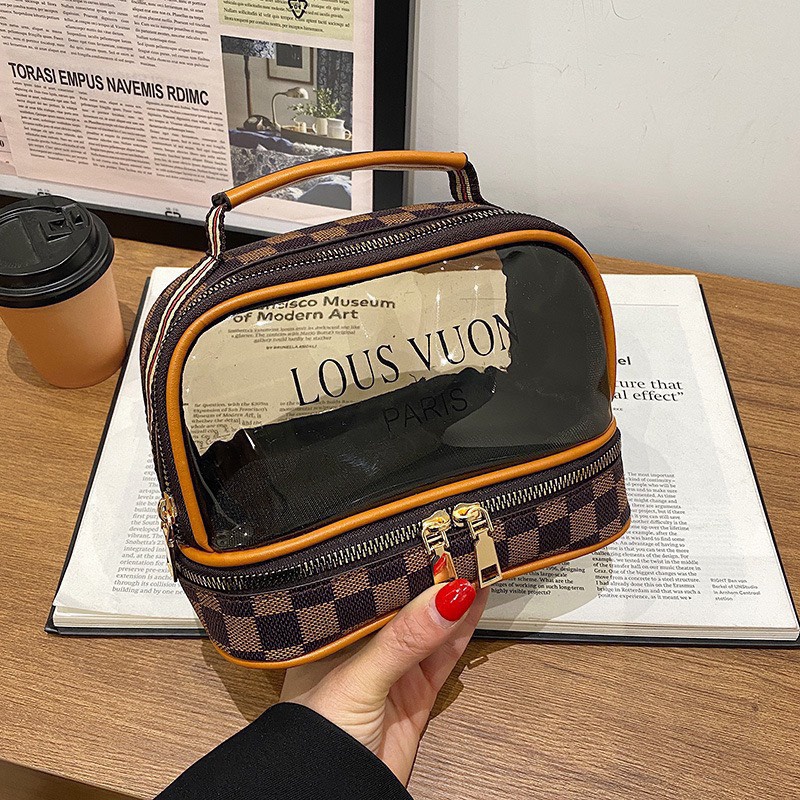 Túi cốp đựng mỹ phẩm 2 tầng đồ trang điểm đồ dùng cá nhân nhỏ gọn tiện lợi