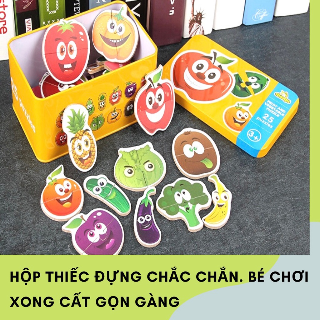 Bộ tranh ghép hình 3D Puzzle hộp thiếc đồ chơi xếp hình phát triển thông minh cho bé 1 2 3 4 tuổi Totorokids