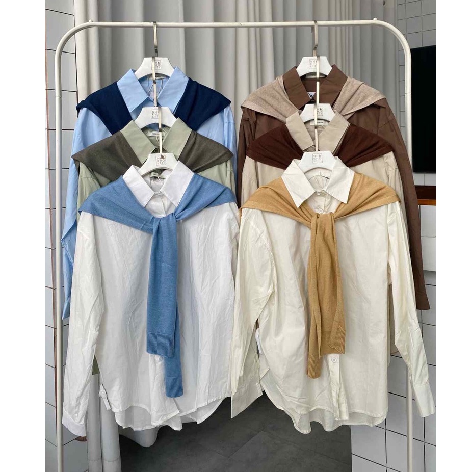 Áo sơ mi kèm khăn choàng thuỷ thủ bảng màu thu đông - AV859