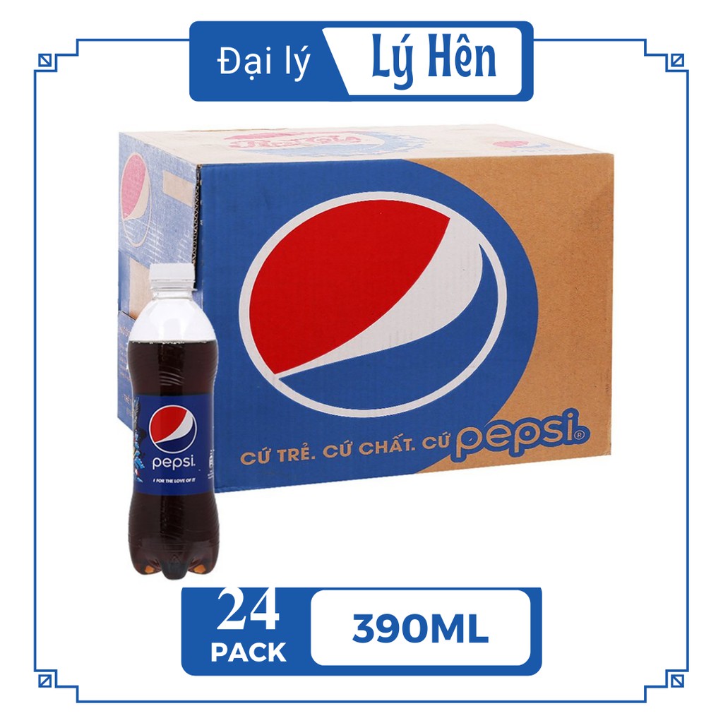 Thùng 24 Chai Nước Ngọt Có Gas Pepsi Cola Soft Drink Chai 390ml Chai Nhựa PEP Date Luôn Mới