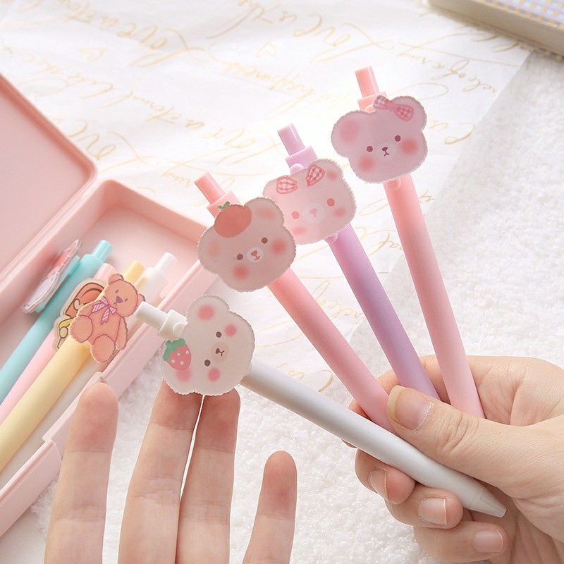 Bút Bi Bấm Dễ Thương  Gel Mực Đen 0.5mmGIADUNGTONGKHO1Cây viết hoạ tiết hoạt hình đáng yêu, Bút bi ngộ nghĩnh cho bé