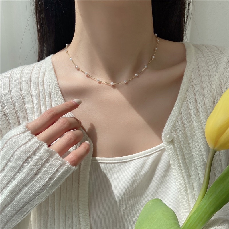 Dây chuyền hợp kim ngọc nhân tạo ulzzang có sẵn