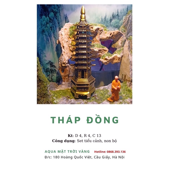 Tháp đồng - phụ kiện trang trí hồ cá, bán cạn, thuỷ sinh độc đáo