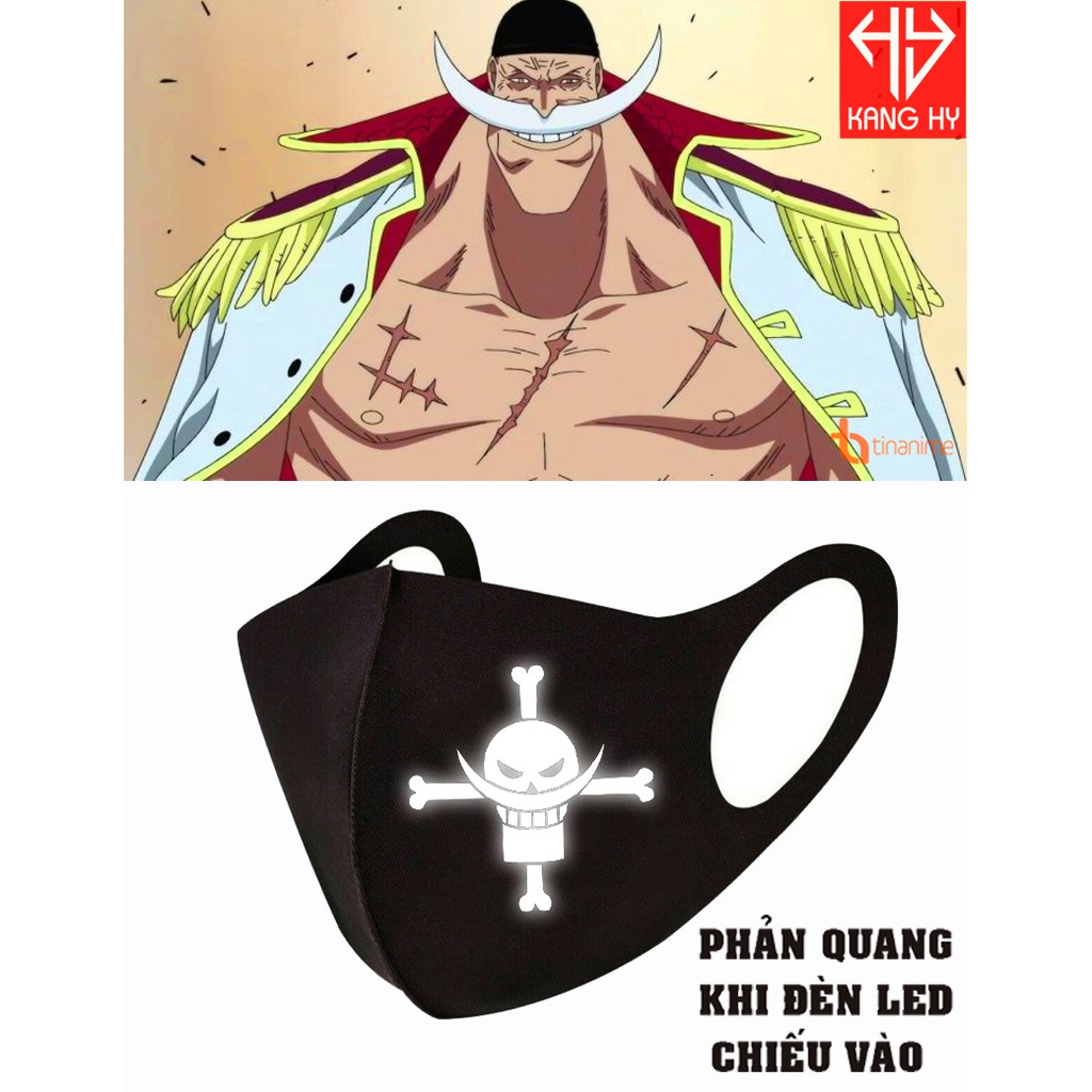 Khẩu Trang Vải One Piece Râu Trắng Phản Quang Siêu Sáng