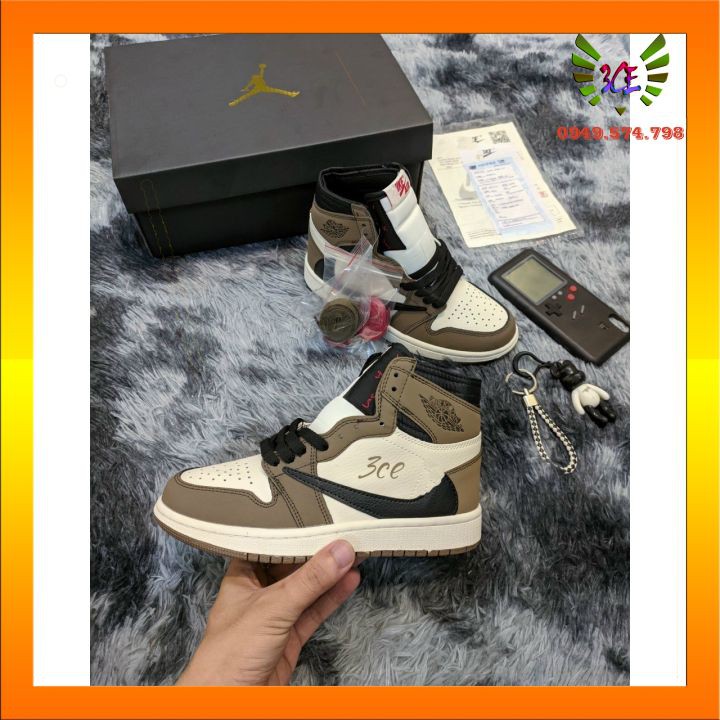Giày thể thao sneaker 1 low jocdann cao cổ nâu be [hỗ trợ đổi trả] cho nam nữ