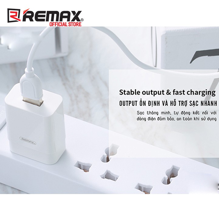 Cóc sạc điện thoại Remax RP-U112 5V-1.0A tặng kèm cáp sạc Lightning cho iphone