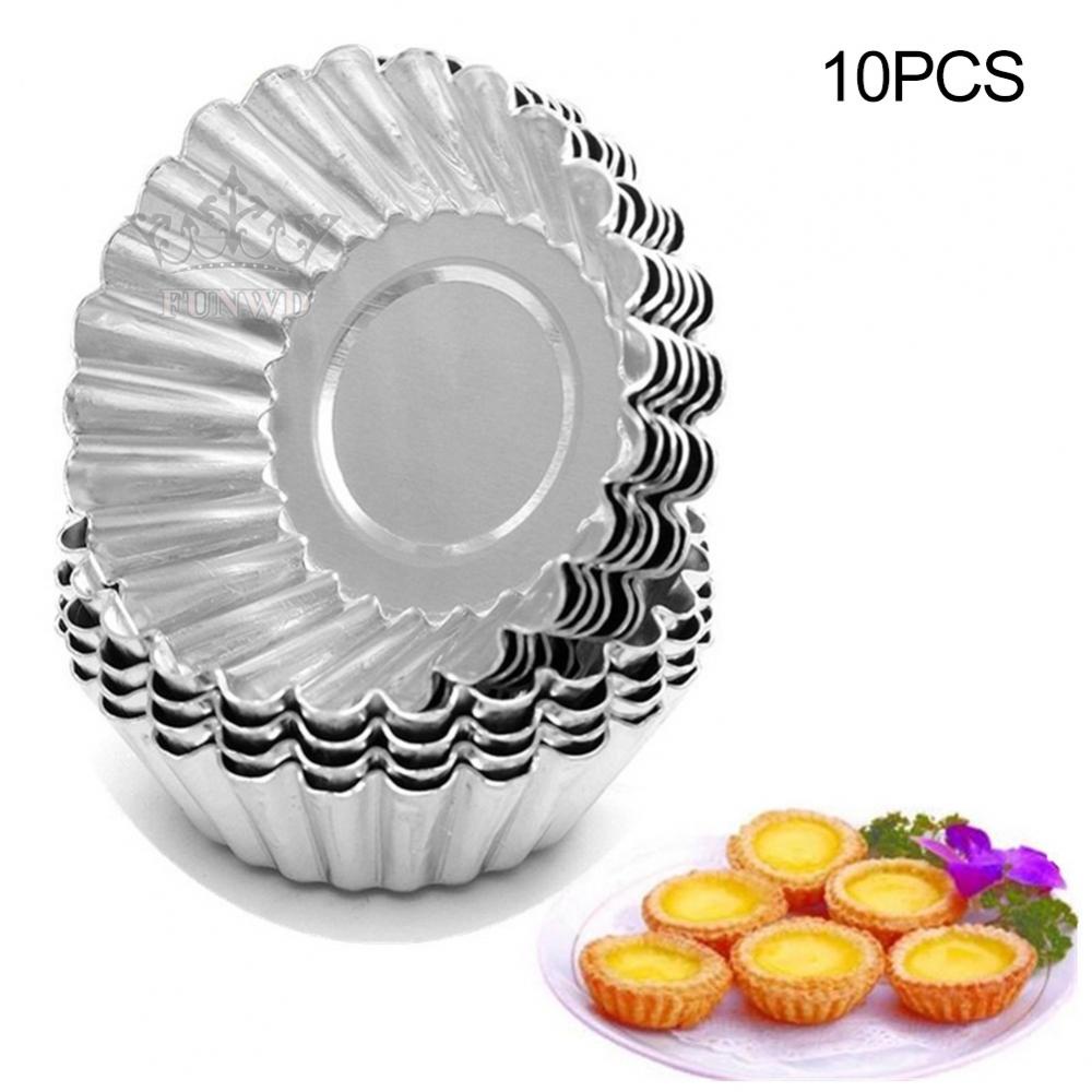 Egg Tart Mold Tin Baking Tool Cookie Kit Molds Muffin Pan Non-Stick 10pcs【Discount】