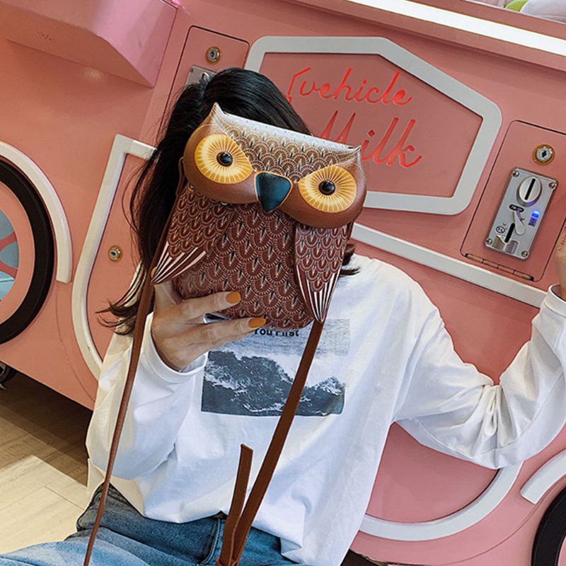 Túi Xách Da PU Hình Cú Mèo Đáng Yêu