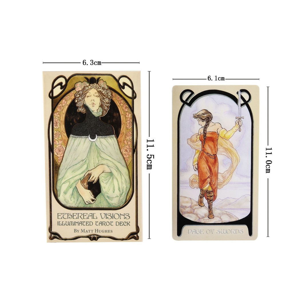 Combo Bài Ethereal Visions Illuminated Tarot Deck H12 và Túi Nhung Đựng Tarot và Khăn Trải Bàn Tarot