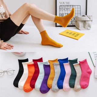 Tất Vớ Nam Nữ Trơn Ulzzang Cổ Cao Cute - Phong Cách Unisex Hàn Quốc