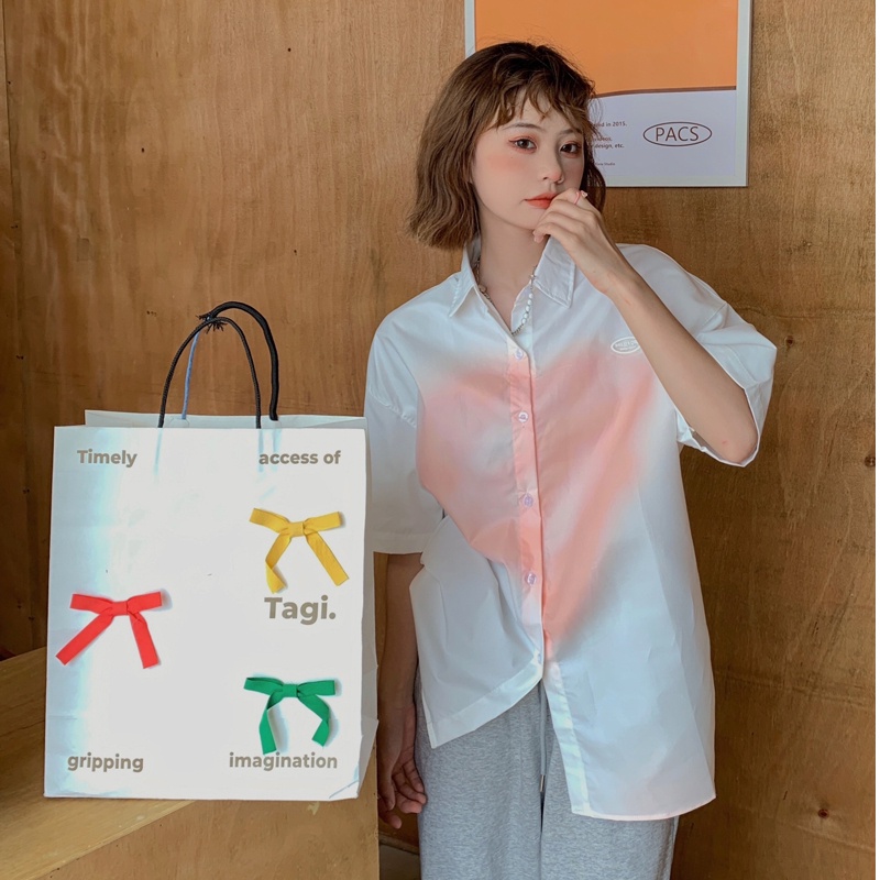 Áo Sơ Mi Tay Ngắn Màu Trắng Thiết Kế Đơn Giản Thời Trang Dành Cho Mùa Hè