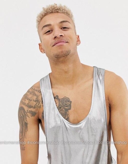 Tanktop vải da mỏng màu trắng bạc , mềm và có độ rũ