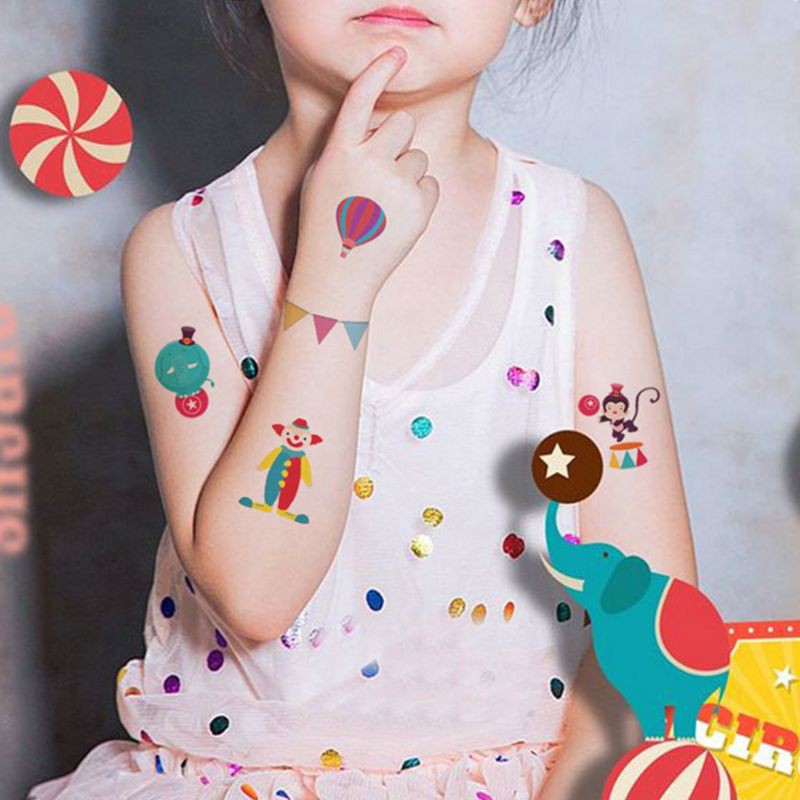 Set 8 Tấm Hình Xăm Dán Hình Động Vật Dễ Thương Cho Bé
