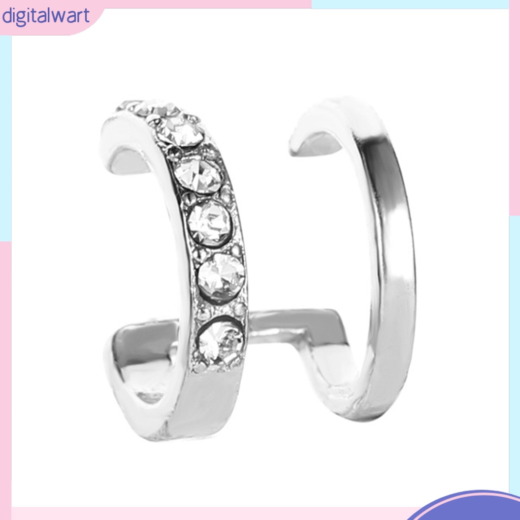 Khuyên kim loại đeo vành tai thiết kế đính đá lấp lánh nữ tính