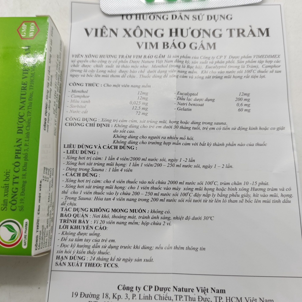 Viên xông hương tràm hộp 40 viên
