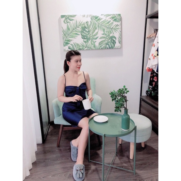 FEMEI - Đầm 2 dây nơ ngực lụa satin 2 da DRR008 | BigBuy360 - bigbuy360.vn