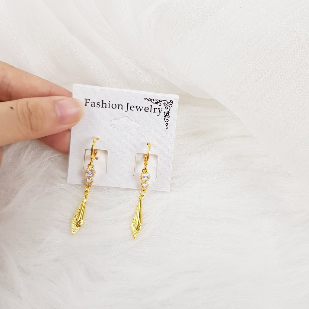 Bông Tai Nữ Dáng Dài Đính Đá Lấp Lánh, Sang Trọng Mạ Vàng Cao Cấp Kiểu Hàn Quốc B22V29