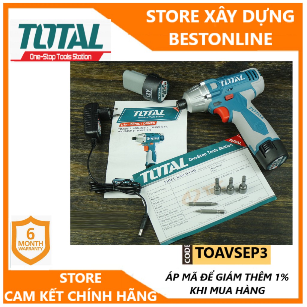 MÁY SIẾT VÍT DÙNG PIN 12V TOTAL TIDLI228121 CHÍNH HÃNG