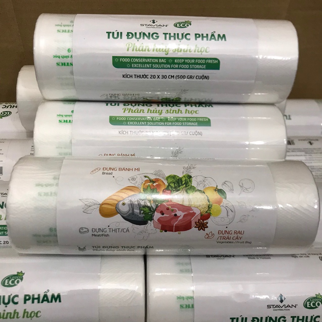 Túi đựng thực phẩm phân hủy sinh học ECO cuộn 500gr được đến 200 túi - hàng Việt Nam chất lượng cao