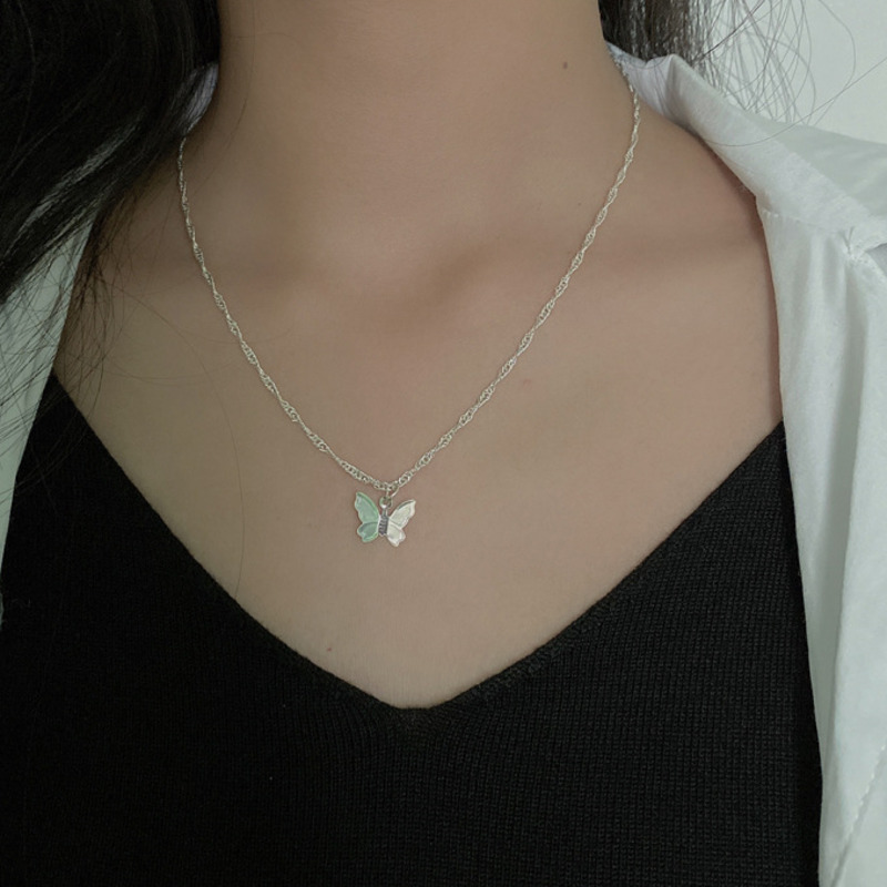 [Giao Hàng Miễn Phí] Dây Chuyền Sợi Xích Ngắn Mặt Hình Bướm Phong Cách Hàn Quốc Dễ Phối Đồ 23592