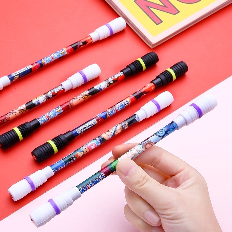 Bút Gel Xoay Có Đèn LED Phát Sáng Họa Tiết Hoạt Hình Vui Nhộn Cho Trẻ Em