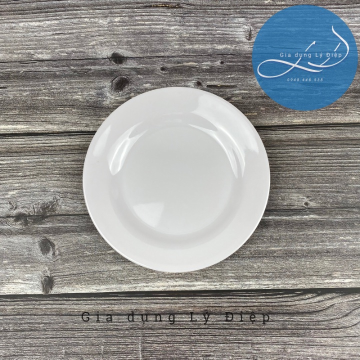 Dĩa nhựa melamine trắng tròn cao cấp, an toàn cho gia đình