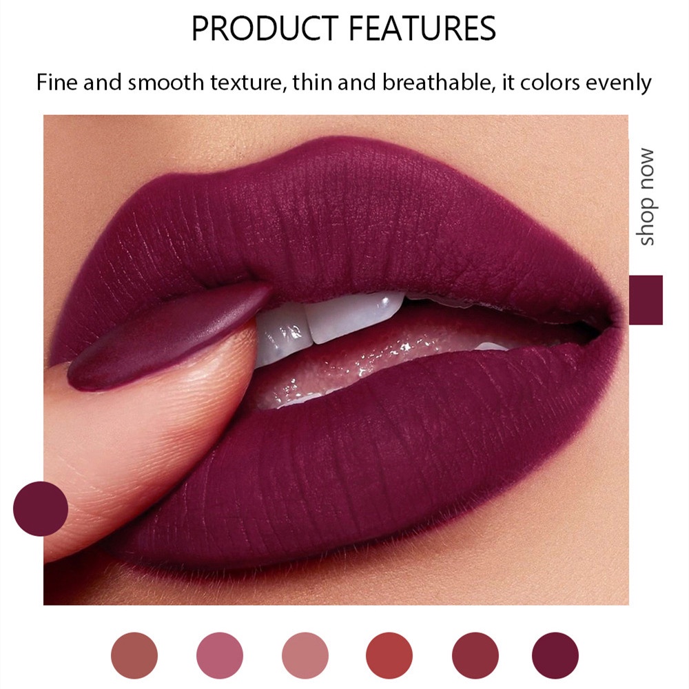 Thỏi Son Lì Chống Thấm Nước Lâu Trôi 6 Màu Sắc Tùy Chọn