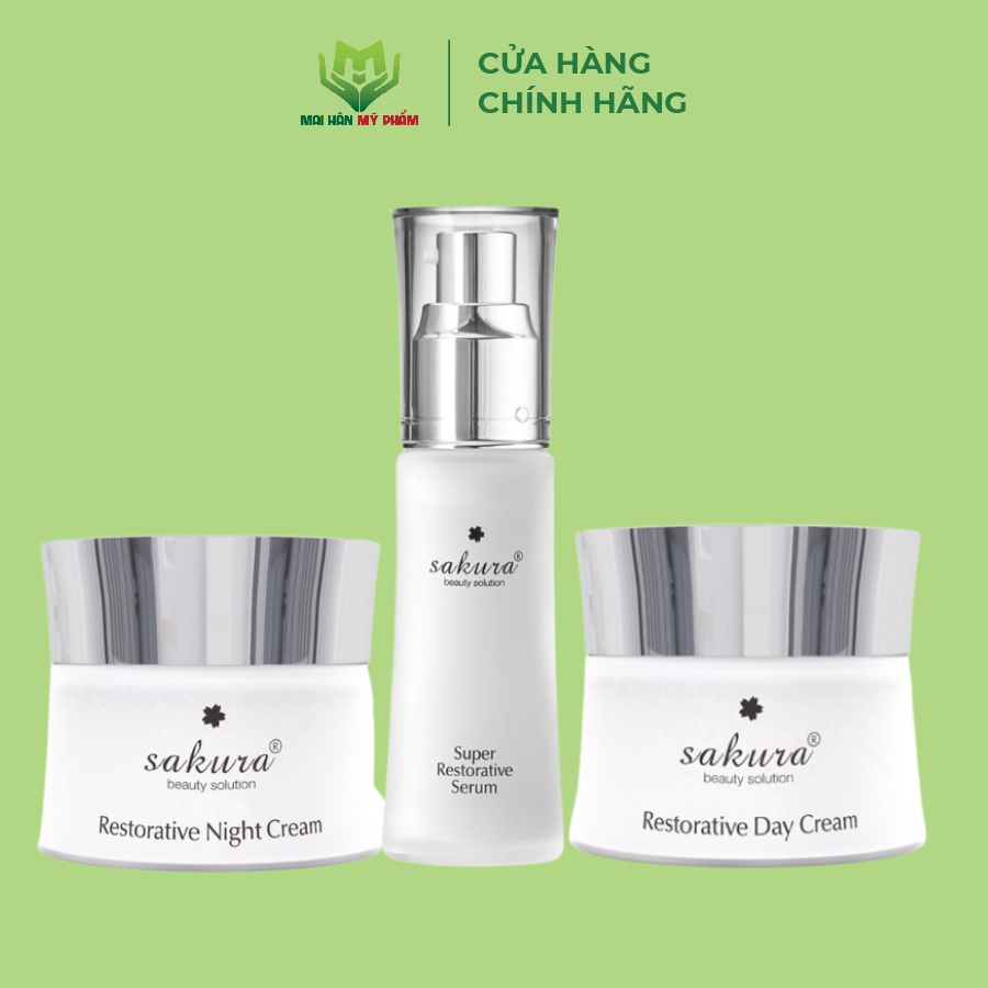 Bộ sản phẩm phục hồi da chống lão hoá Sakura Restorative (combo 3 sản phẩm)