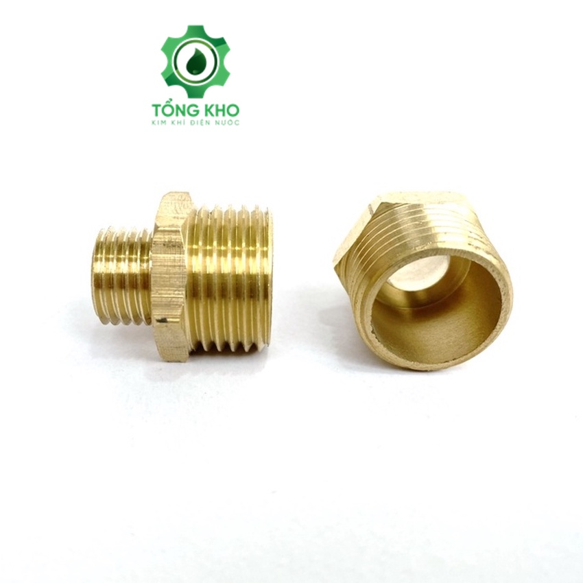 Kép 21mm thu 13mm nối thau 2 đầu ren ngoài - Kép thu ren ngoài 21mm sang 13mm -Tổng kho kim khí điện nước