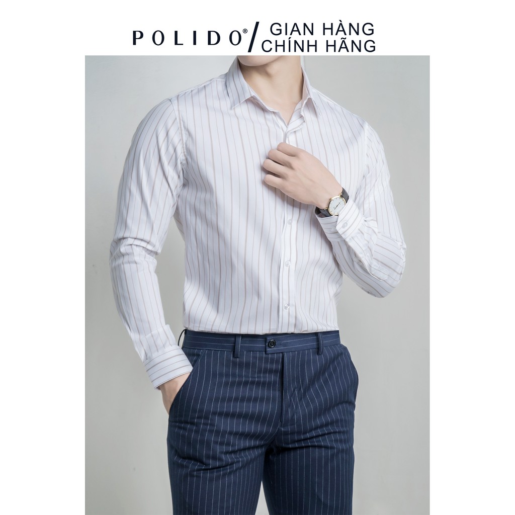 Áo Sơmi Kẻ CEFFYLO 2 Vải Cotton Cao Cấp Co Giãn Nhẹ 3 Màu